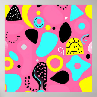 Poster Motif de formes abstraites roses ludiques
