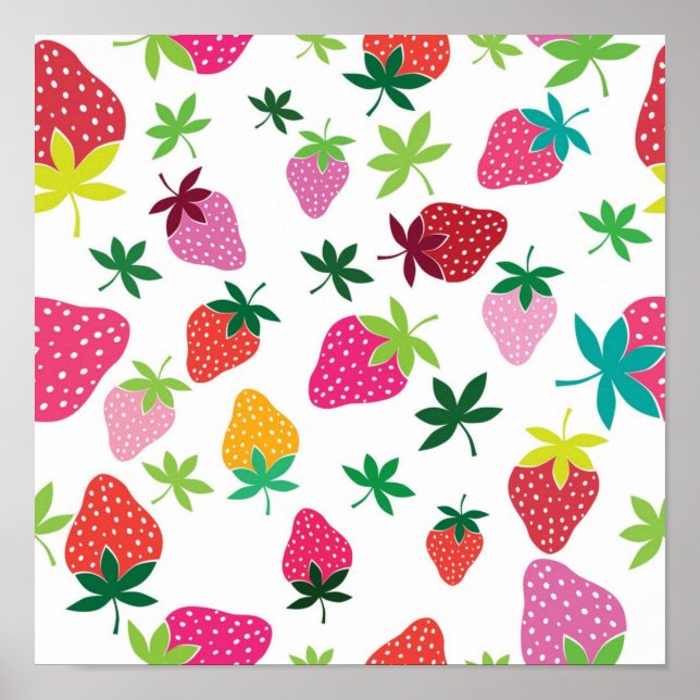 Poster Motif de fraises (Devant)