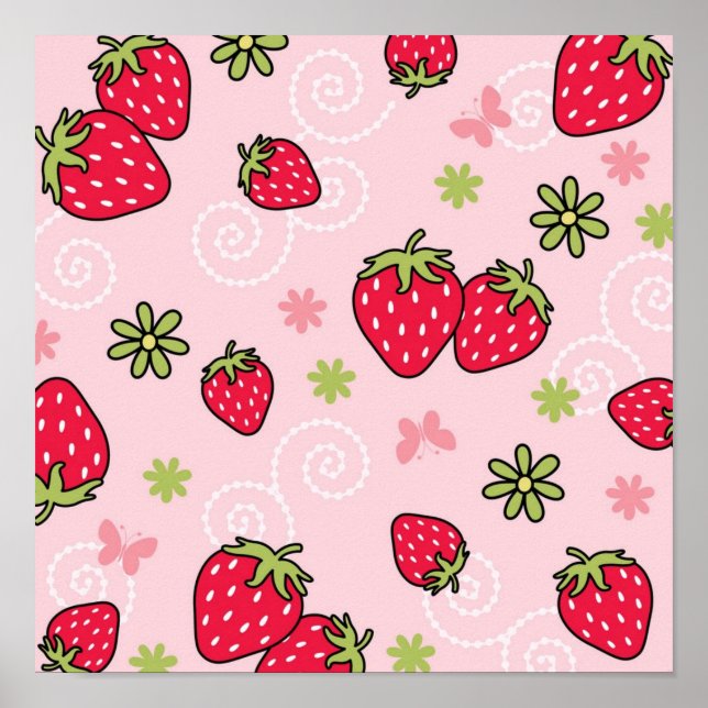 Poster Motif de fraises (Devant)