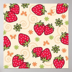 Poster Motif de fraises