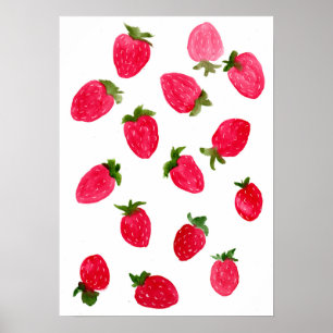 Poster Motif de fraises d'aquarelle