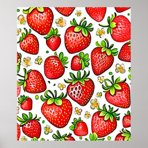 Poster Motif de fraises rouges juteuses