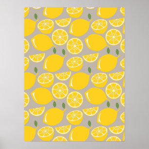Poster Motif de fruits de citron jaune
