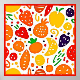 Poster Motif de fruits vibrants