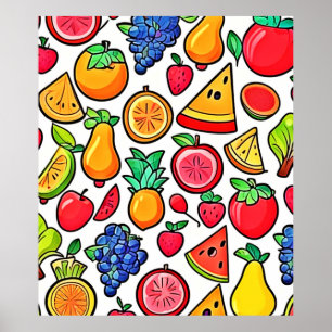 Poster Motif de fruits vibreux