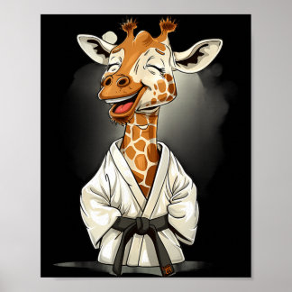 Poster Motif de girafe karaté Taekwondo Jiu-Jitsu Mma