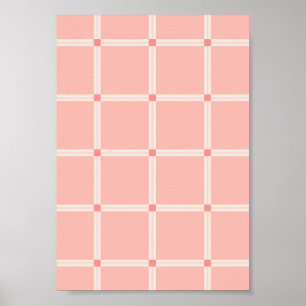 Poster Motif de grille rose pâle avec accent de corail