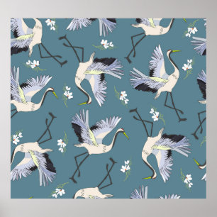 Poster Motif de grue, illustration Flying Bird.