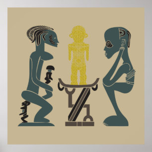 Poster motif de guerrier tribal africain