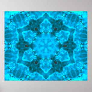 Poster Motif de kaléidoscope bleu glace givrée