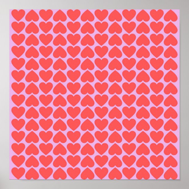 Poster Motif de la grille de coeur rouge rose Y2K (Devant)