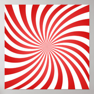 Poster Motif de la spirale rouge et blanche - empreintes 