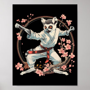 Poster Motif de lémurien karaté Taekwondo Jiu-Jitsu MMA