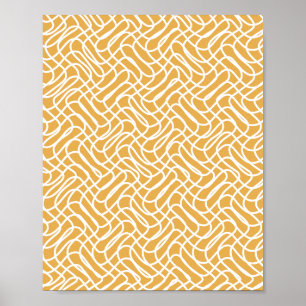 Poster Motif de ligne Abstraite Preppy Jaune