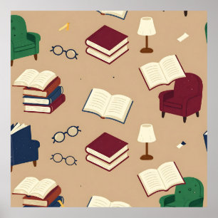 Poster Motif de livres de coin de lecture cosy