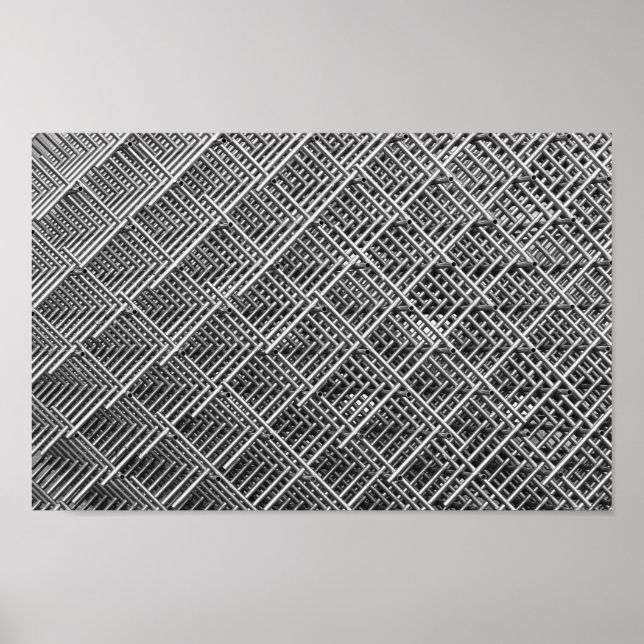 Poster Motif de maillage industriel de la grille d'acier (Devant)