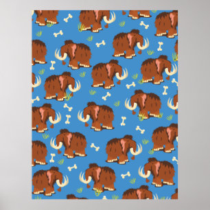 Poster Motif de mammouth mignon dessin animé.