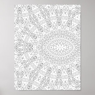 Poster Motif de mandala en soleil éclatant tribal rayonna