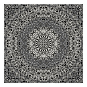 Poster Motif de mandala géométrique noir et blanc