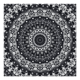 Poster Motif de mandala monochrome noir et blanc