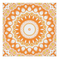 Motif de mandala rayonnant orange et jaune