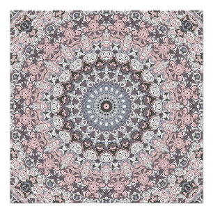 Poster Motif de mandala rose et blanc