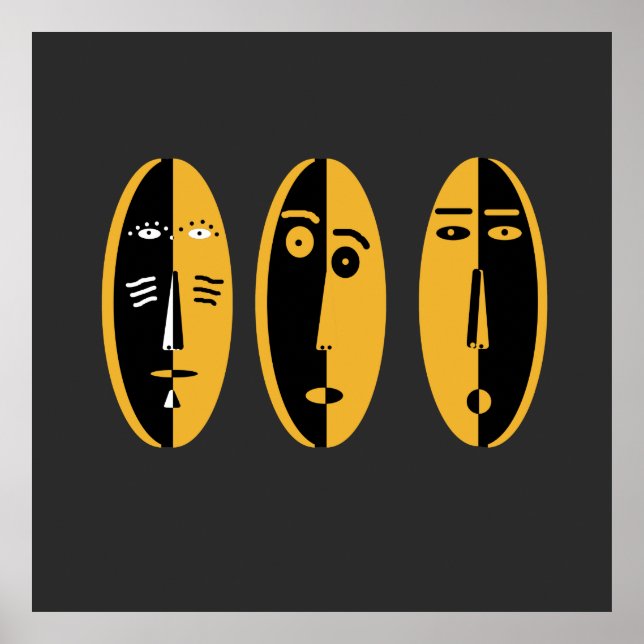 Poster motif de masques modernes Abstraits (Devant)