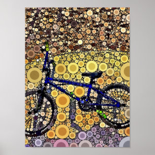 Poster Motif de mosaïque bleu frais de cercle