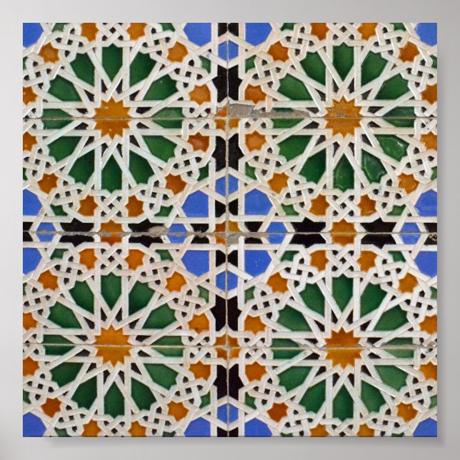Poster Motif de mosaïque mauresque marocain (Devant)