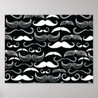 Motif de moustache noir et blanc de hipster branch