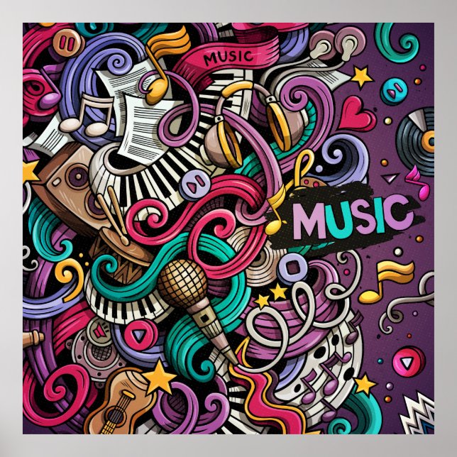 Poster Motif de musique Abstrait (Devant)