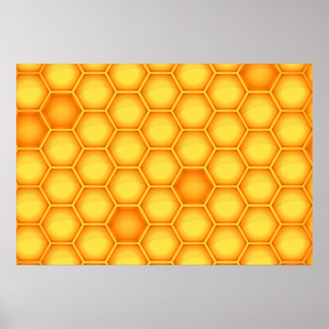 Poster Motif de nid d'abeille jaune (Devant)