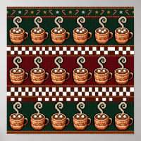 Motif de Noël au cacao chaud en pixel art
