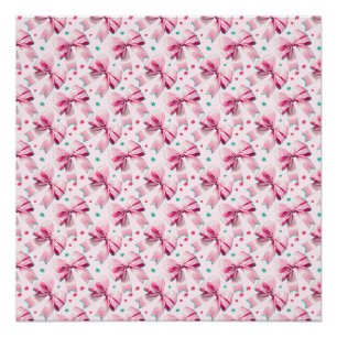 Poster Motif de nœud coquette rose tendance avec une touc