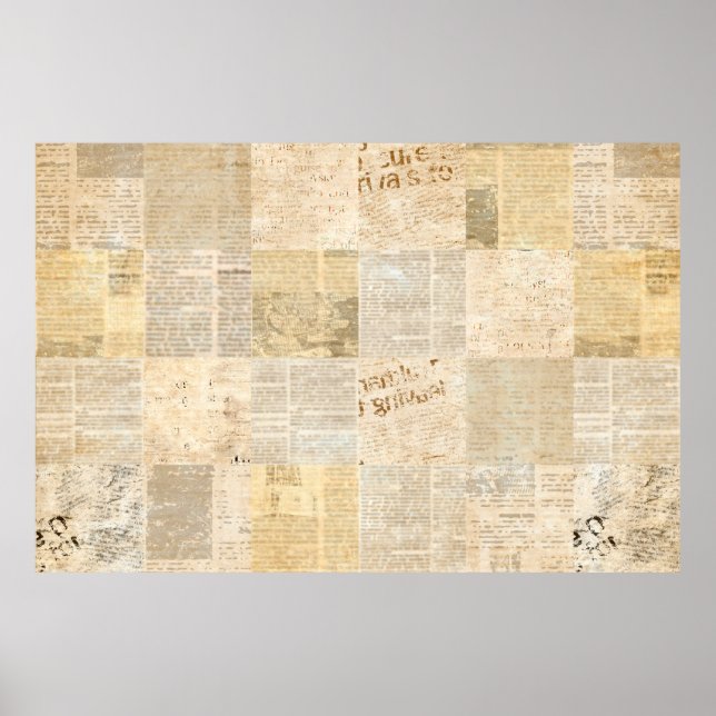 Poster Motif de papier journal grunge vieux journal retou (Devant)