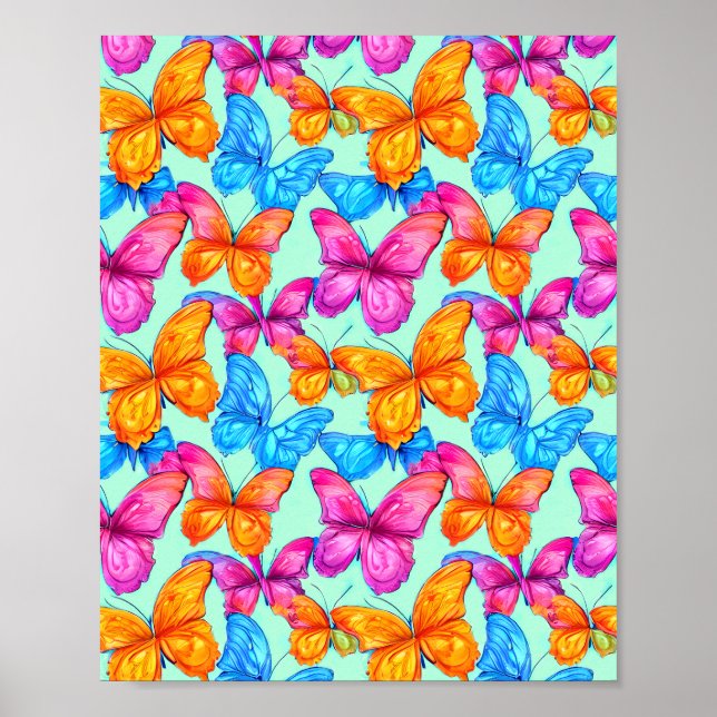 Poster Motif de papillons colorés (Devant)