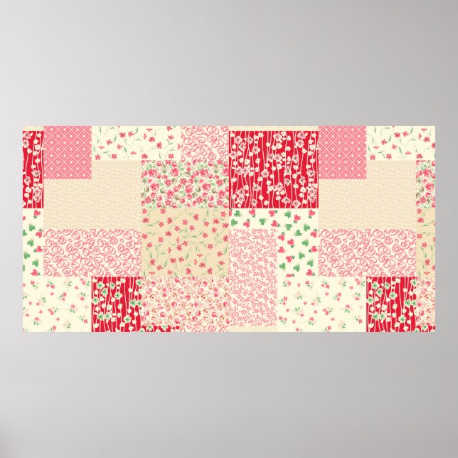 Poster motif de patchwork abstrait dessiné à la main sans (Devant)