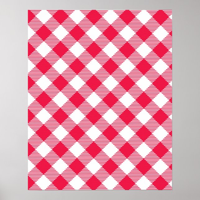 Poster Motif de pays En vichy rouge classique (Devant)