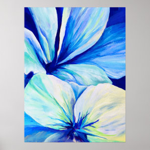 Poster Motif de pétales de lis bleu persan aquarelle