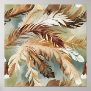 Poster Motif de plume aquarelle