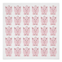 Motif de porc rose ronde