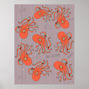 Poster Motif de poulpe japonais