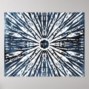 Poster Motif de radial d'encre d'indigo