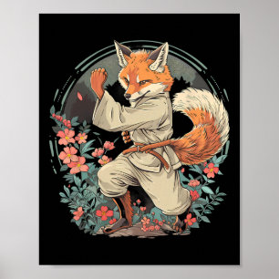 Poster Motif de renard de karaté Taekwondo Jiu-jitsu Mma