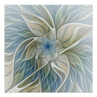 Motif de rêve floral Abstrait Bleu Kaki Fractal