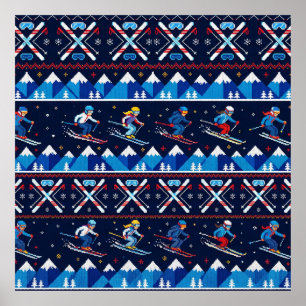 Poster Motif de ski de Noël laid pour les Fêtes