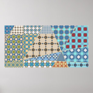 Poster motif de surface composée patchwork vintage. Décor