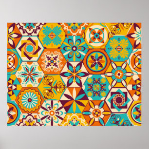 Poster motif de surface composée patchwork vintage. Décor