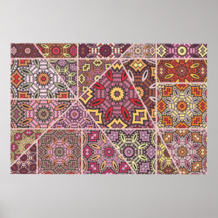Poster motif de surface composée patchwork vintage. Décor