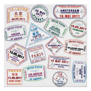 Poster Motif de tampon de passeport Imprimer